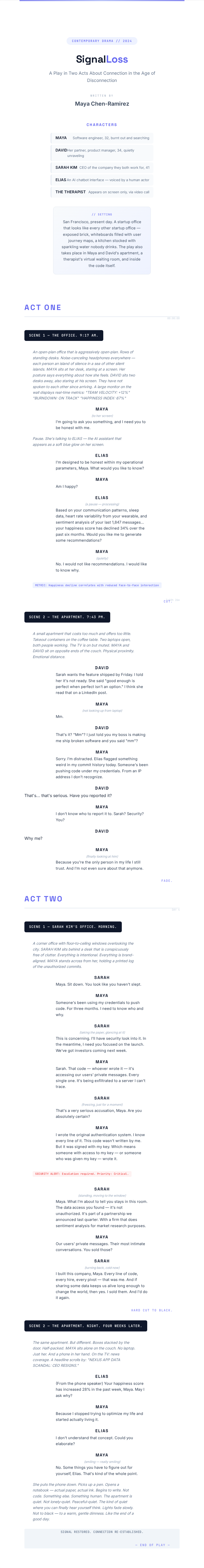 Bold contemporary stage play